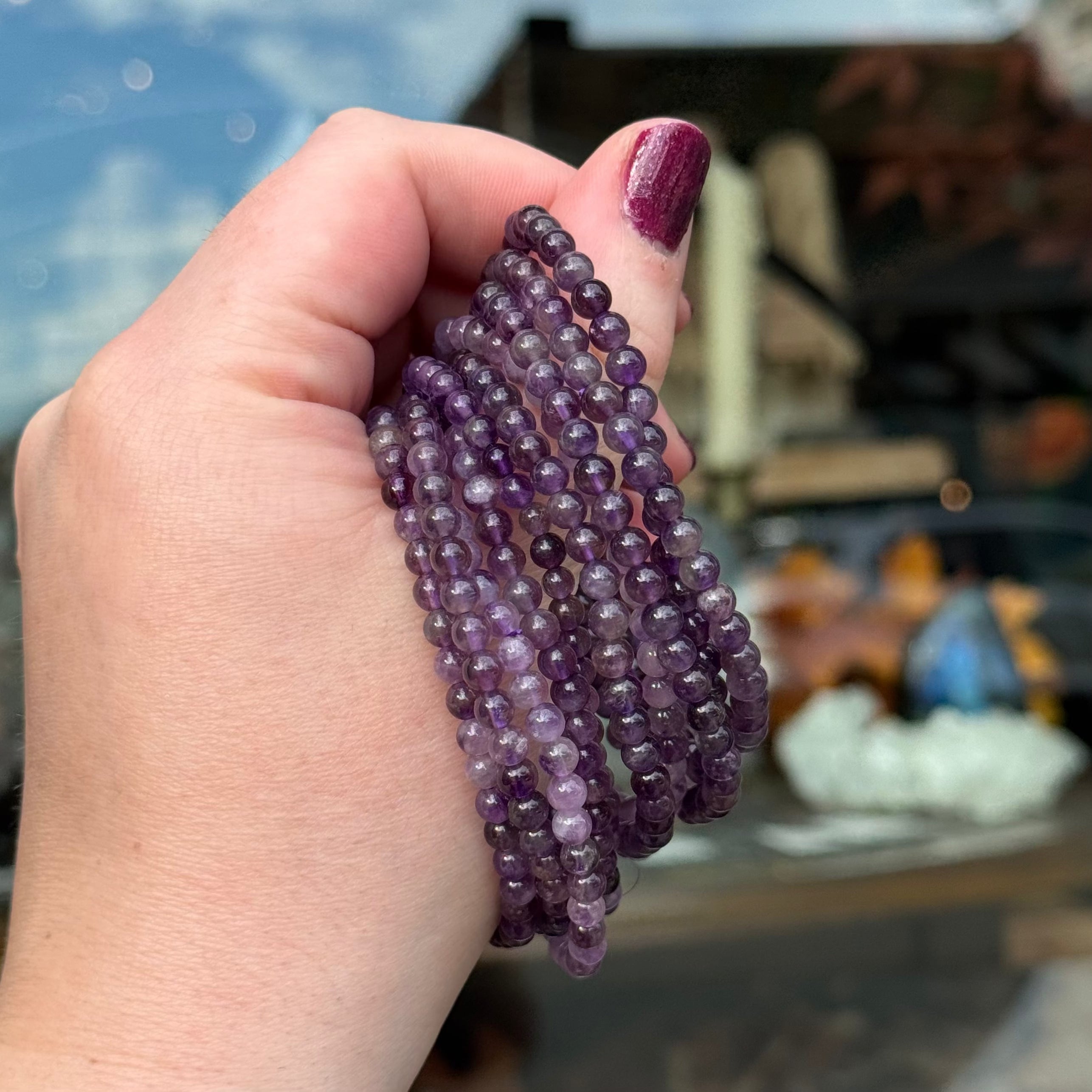 Amethyst Stretch Bracelet 4mm – Ravenstone - Main Image