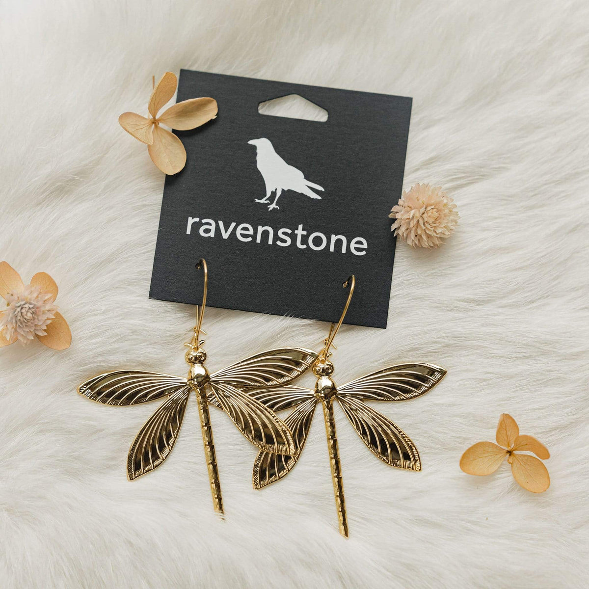 ravenstone The Golden Dragonfly Earrings