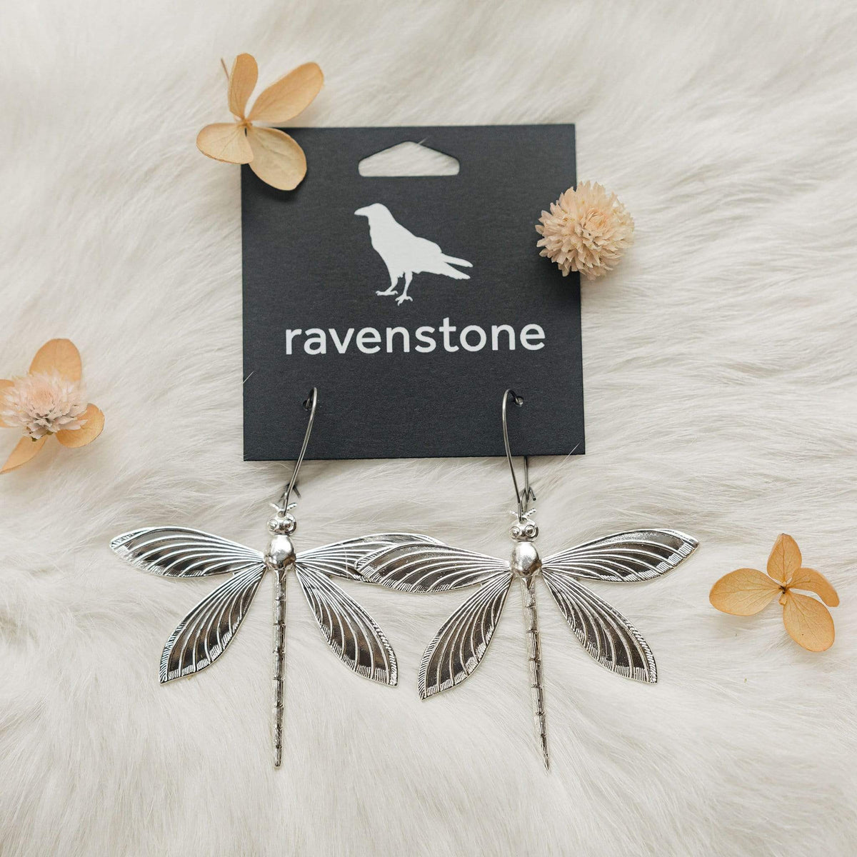 ravenstone The Silver Dragonfly Earrings