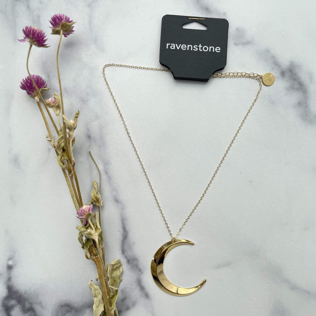 Ravenstone The Golden Crescent Moon Necklace