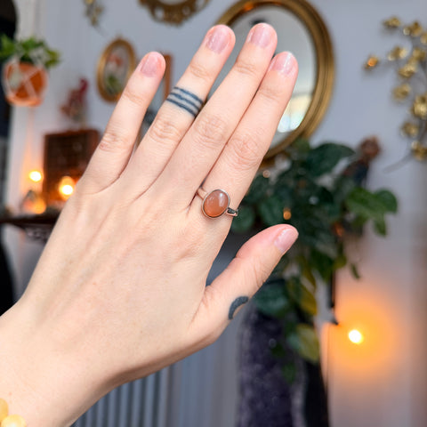 Pink Moonstone Ring "Stephanie" - Size 8