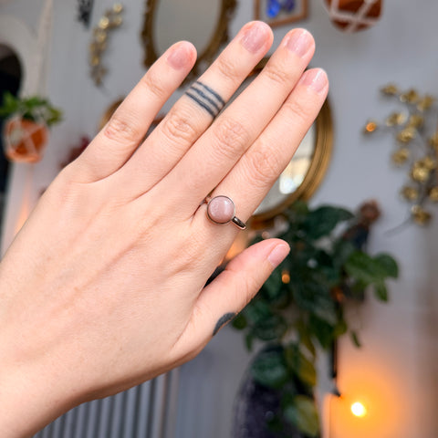 Pink Moonstone Ring "Meg" - Size 7.5