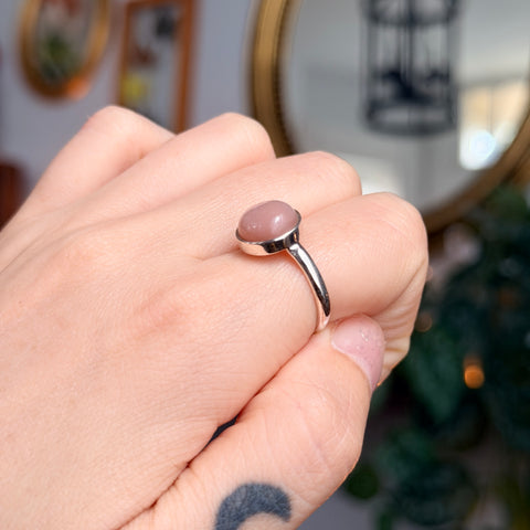 Pink Moonstone Ring "Meg" - Size 7.5