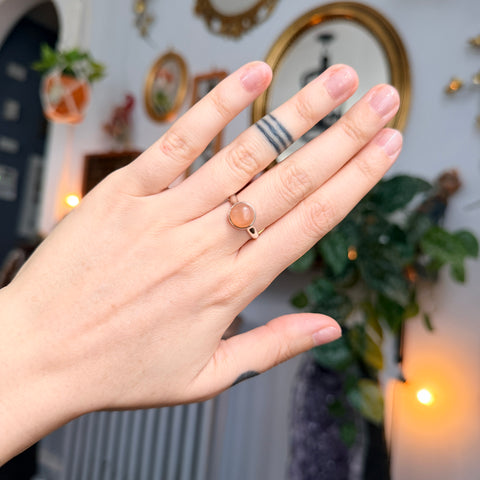 Pink Moonstone Ring "Celeste" - Size 6