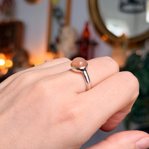 Pink Moonstone Ring "Celeste" - Size 6