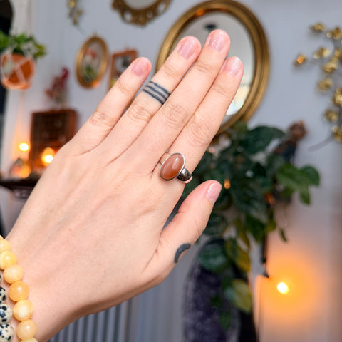 Pink Moonstone Ring "Erica" - Size 8