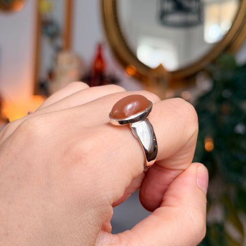 Pink Moonstone Ring "Erica" - Size 8