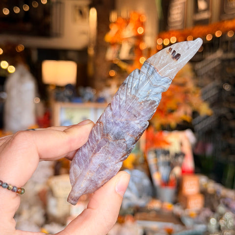 Crazy Lace Amethyst Feather "Amy"