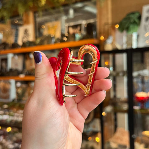 Adorro Heart Claw Clip | Red