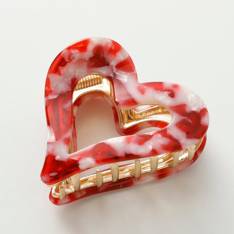 Adorro Heart Claw Clip | Red + White