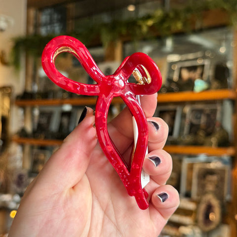 Adorro Ribbon Claw Clip | Red