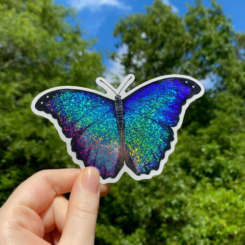 Allison Stoiser Art Sparkly Iridescent Morpho Sticker