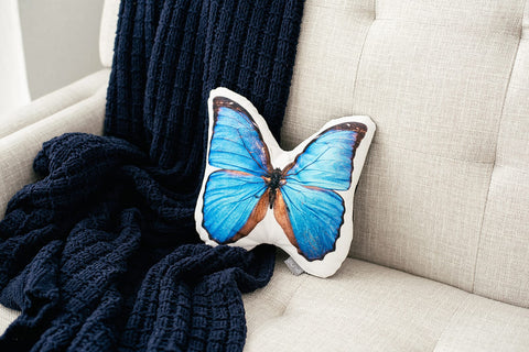 Aure Morpho Butterfly Velvet Pillow