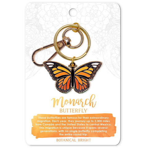 Botanical Bright Monarch Butterfly Enamel Keychain