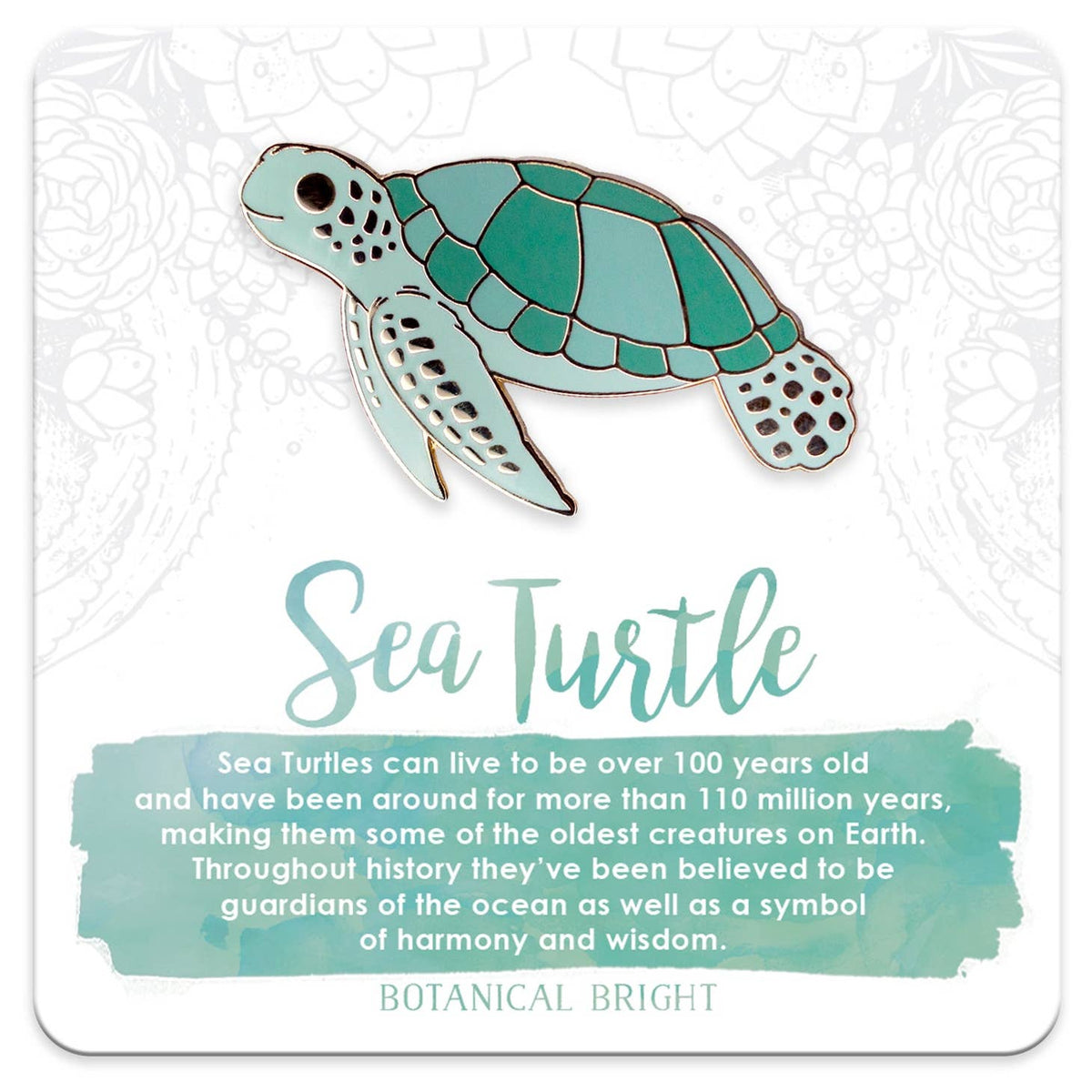 Botanical Bright Sea Turtle Enamel Pin