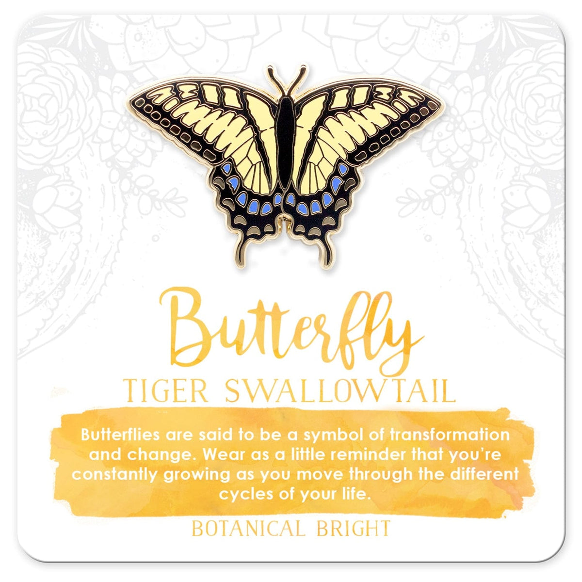 Botanical Bright Swallowtail Butterfly Enamel Pin