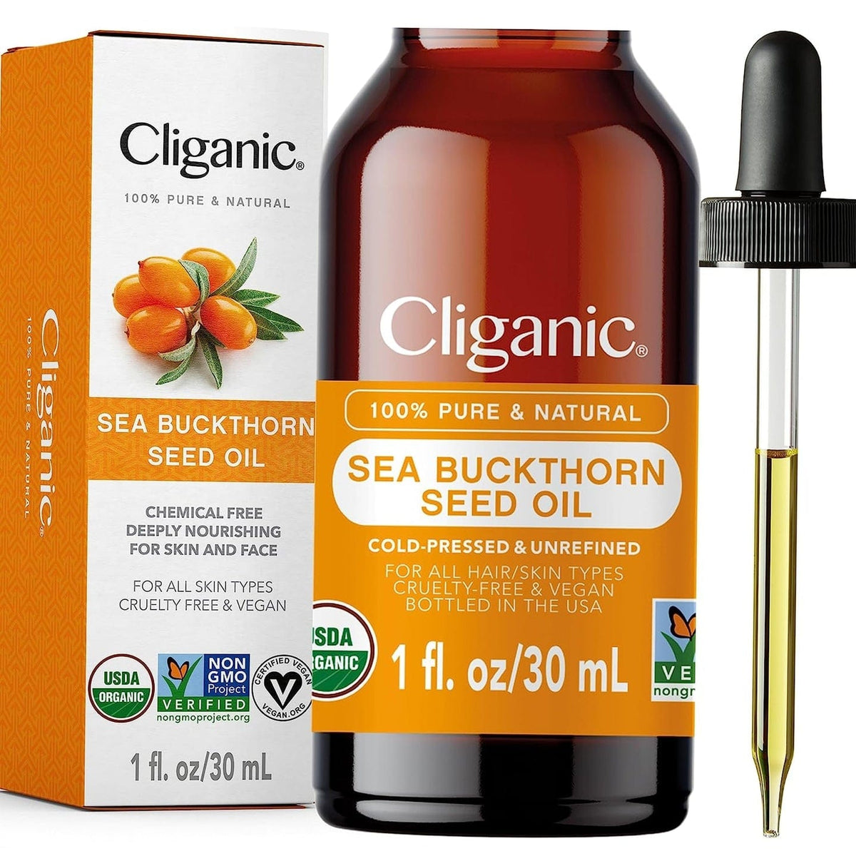 Cliganic Organic Sea Buckthorn Oil | Carrier Oil