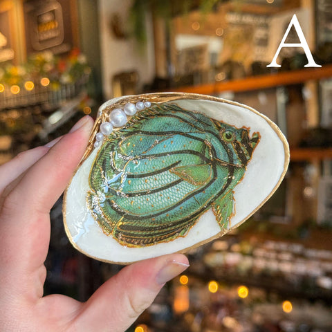 Eleanora Soroca A Footed Decoupage Shell Dish | Fish