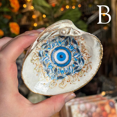 Eleanora Soroca B Footed Decoupage Shell Dish | Evil Eye
