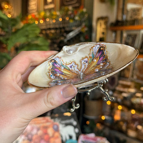 Eleanora Soroca Footed Decoupage Shell Dish | Butterfly