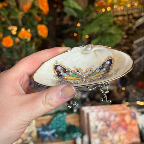 Eleanora Soroca Footed Decoupage Shell Dish | Butterfly