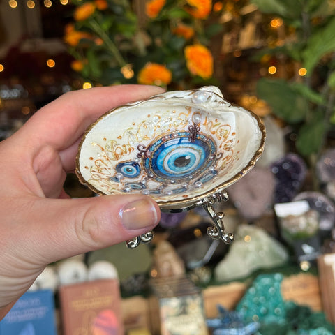 Eleanora Soroca Footed Decoupage Shell Dish | Evil Eye
