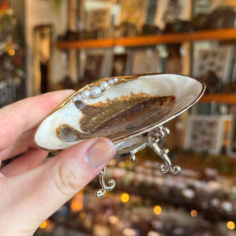 Eleanora Soroca Footed Decoupage Shell Dish | Fish