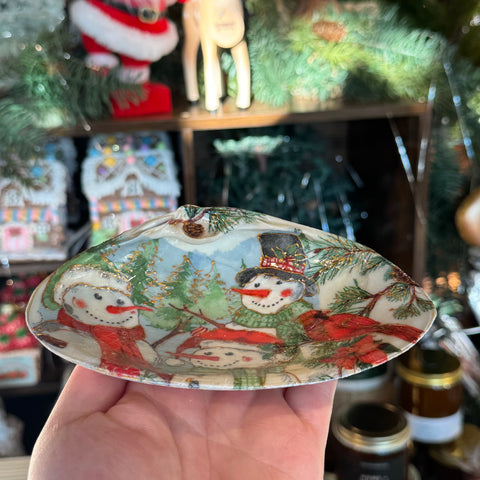 Eleanora Soroca Holiday Decoupage Shell Jewelry Dish