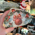 Eleanora Soroca Red Ornament Holiday Decoupage Shell Jewelry Dish