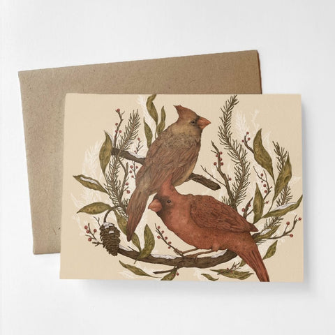 Jessica Roux Illustration Wintery Cardinals Greeting Card
