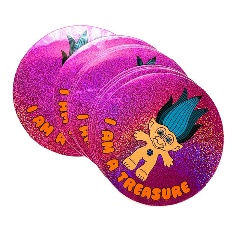 Krystan Saint Cat I Am A Treasure Glitter Sticker