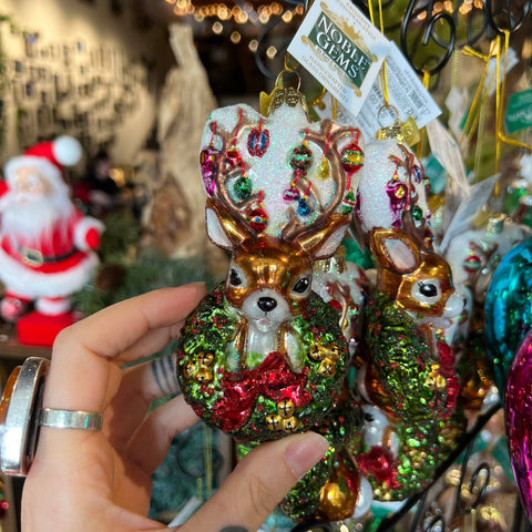 Kurt S. Adler, Inc. Glass Deer & Wreath Ornament