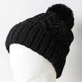 Leto Accessories Cable Knit Pom Beanie | Black