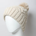 Leto Accessories Cable Knit Pom Beanie | White