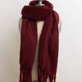 Leto Accessories Cozy Knit Scarf with Tassels | Burgundy