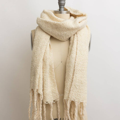 Leto Accessories Cozy Knit Scarf with Tassels | Ivory