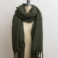 Leto Accessories Cozy Knit Scarf with Tassels | Olive