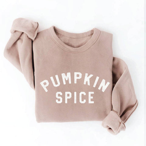 Oat Collective S / Tan Pumpkin Spice Graphic Sweatshirt