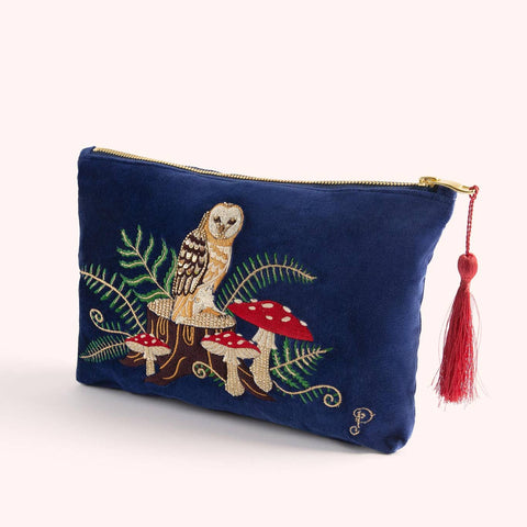 Powder Design Woodland Owl Velvet Zip Pouch