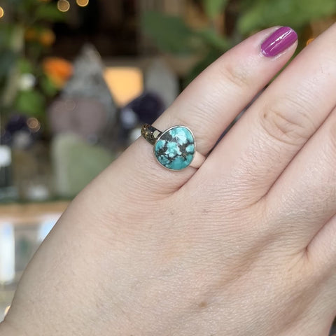 Faceted Turquoise Ring "Adriana" - Size 7.5
