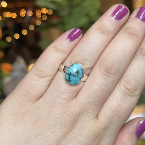 Faceted Turquoise Ring "Hope" - Size 9.5