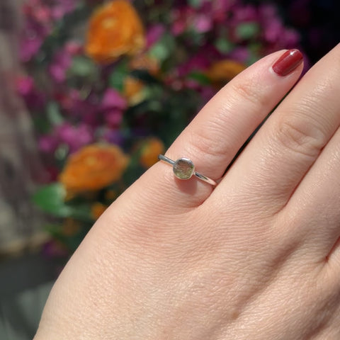 Raw Moldavite Ring "Penny" - Size 6