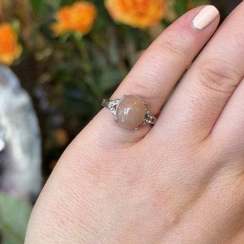 Pink Moonstone Ring "Clarissa" - Size 7