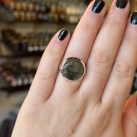 Moss Agate Ring "Cooper" - Size 10