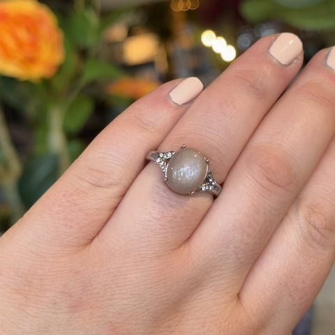 Pink Moonstone Ring "Dina" - Size 8