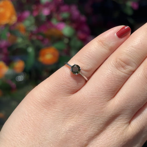 Faceted Moldavite Ring "Acacia" - Size 6