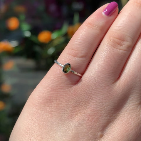 Green Tourmaline Ring "Nikki" - Size 7