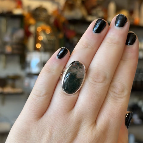 Moss Agate Ring "Lillian" - Size 8
