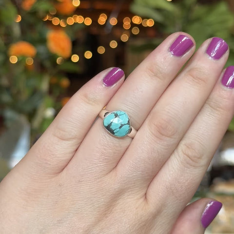 Faceted Turquoise Ring "Brett" - Size 8