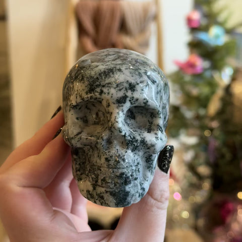Moss Agate Skull "Corey"